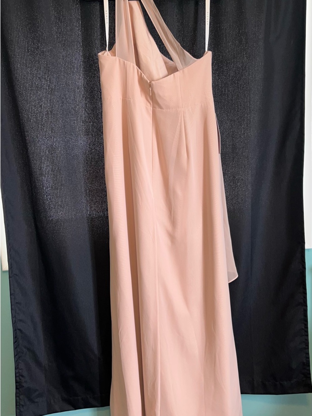 Azazie Maive One-Shoulder Blush Evening Gown, NWT, size 16 - Picture 8 of 9